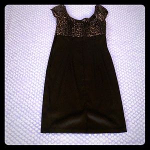AB Studio Leopard Print/ Black Dress